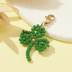 Подвески из стеклянных бусин клевера&nbsp;HJEW-TA00033