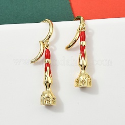 Серьги-кольца из латуни с эмалью EJEW-B149-04G