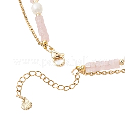 Подвеска в виде морской звезды из двухслойного бисера из натурального розового кварца и риса&nbsp;NJEW-JN05847-03