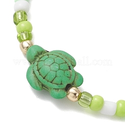 7 шт. браслет из окрашенной синтетической бирюзы и гальванически покрытых немагнитных бусин из синтетического гематита.&nbsp;BJEW-JB13428