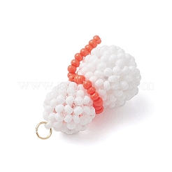 Подвески-снеговики из стеклянных бусин&nbsp;PALLOY-MZ01007-05