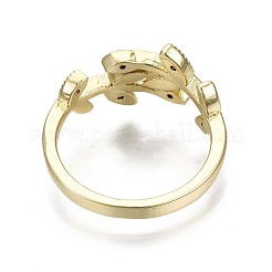 Латунные кольца из манжеты с прозрачным цирконием&nbsp;RJEW-S044-122-NF