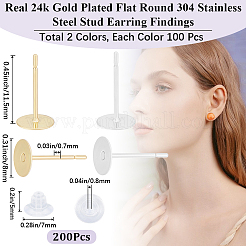 200 шт. 2 цвета фурнитура для сережек-гвоздиков из нержавеющей стали 304&nbsp;STAS-BBC0008-89B