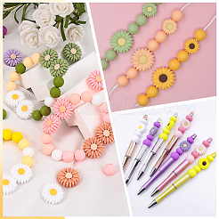 144 шт. 6 вида бусин из пищевого экологически чистого силикона в форме ромашки&nbsp;SIL-PA0001-15