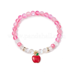 5шт 5 цвета синтетические лунные камни бусины эластичные браслеты для женщин&nbsp;BJEW-JB11594