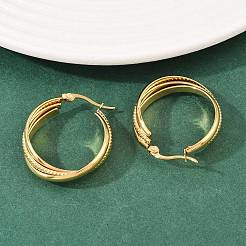 Серьги-гвоздики с тройным кольцом из нержавеющей стали 304&nbsp;EJEW-P324-08G