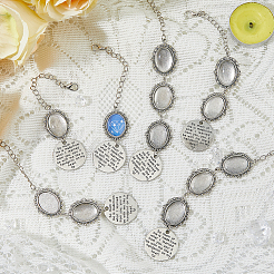 DIY пустой овальный сплав кулон украшения наборы для изготовления украшений&nbsp;HJEW-FH00001