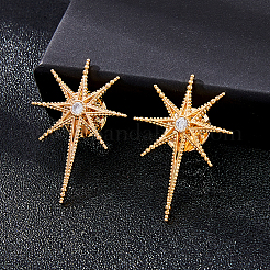 2 шт. латунные булавки для одежды с микропаве из прозрачного кубического циркония&nbsp;JEWB-FH0002-54G