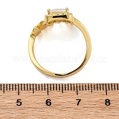 Латунные кольца-манжеты с микропаве и прозрачным цирконием для женщин&nbsp;RJEW-C118-07G