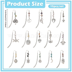 15 закладка из натуральных и синтетических драгоценных камней и сплавов&nbsp;AJEW-YW00003