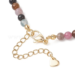 Круглые натуральные разноцветные турмалиновые бусы градуированного размера&nbsp;NJEW-JN05952-02