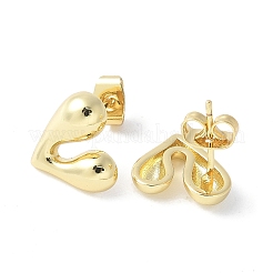 Серьги-гвоздики с латунным сердечком для женщин&nbsp;EJEW-Q780-11G