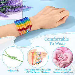 7 цветной экологичный корейский вощеный полиэстеровый шнур с натуральными и окрашенными малайзийскими нефритовыми бусинами&nbsp;BJEW-TAC0035