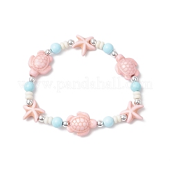 Синтетические окрашенные бирюзовые бусины и натуральные круглые бусины говлита&nbsp;BJEW-JB11792-03