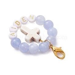 3 шт. акриловые буквы и бусины из натурального кварца и белого нефрита и розового кварца&nbsp;HJEW-JM03014