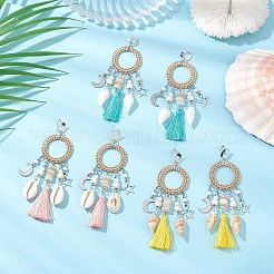 3 пара сережек-гвоздиков в виде ракушек&nbsp;EJEW-TA00615