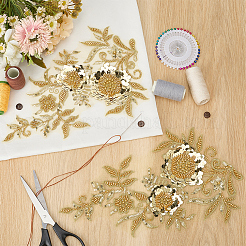 1 пара цветочных кружевных аксессуаров из полиэстера с вышивкой из органзы&nbsp;DIY-CY0002-32A