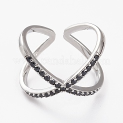 Латунные микро проложить манжеты кольца кубического циркония&nbsp;LS-RJEW-C101-13G-C