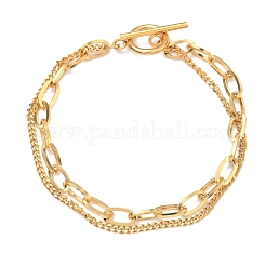 Браслеты из нержавеющей стали 304 с двухслойной цепочкой типа «якорь и кабель» для женщин&nbsp;BJEW-G779-05G