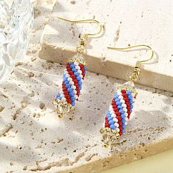 Плетеные серьги-колонны с подвесками&nbsp;EJEW-MZ00060-01