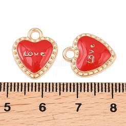 Красные эмалированные подвески в форме сердца из сплава&nbsp;PALLOY-A024-03KCG