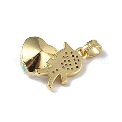 Настоящие 18-каратные позолоченные подвески из латуни с микропаве из прозрачного кубического циркония&nbsp;KK-C015-21G-09