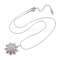 Женские ожерелья-змейки с подвеской-цветком из нержавеющей стали 304&nbsp;NJEW-G188-02P