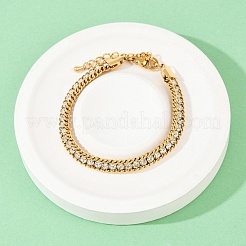 Браслеты из нержавеющей стали 304 с панцирным плетением для женщин&nbsp;BJEW-G747-05G