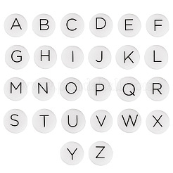 52 шт. 26 стиля плоские круглые с черными буквами a~z силиконовые бусины&nbsp;SIL-TA0002-98