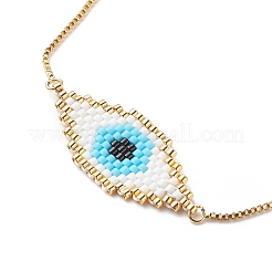 Плетеный ромб с японскими семенами и браслет-слайдер со звеном от сглаза&nbsp;BJEW-MZ00001-02