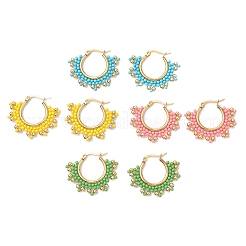 Серьги-кольца из стеклянных бусин из нержавеющей стали 304&nbsp;EJEW-MZ00337