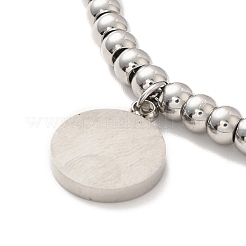 Плоский круглый браслет с подвесками из нержавеющей стали 304 с римскими цифрами и эмалью&nbsp;BJEW-B057-11P