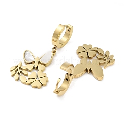 Серьги-подвески в форме ракушки из нержавеющей стали 304 в форме левой и правой бабочки&nbsp;EJEW-L283-067G