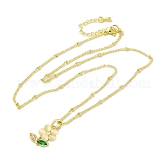 Ожерелья с подвеской из латуни с микропаве и кубическим цирконием для женщин&nbsp;NJEW-E106-21G