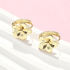 Серьги-кольца из латуни с цветком&nbsp;LS-EJEW-Z102-01G