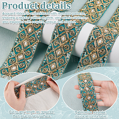 Этническая вышитая полиэстеровая лента с пайетками&nbsp;OCOR-WH0070-136A