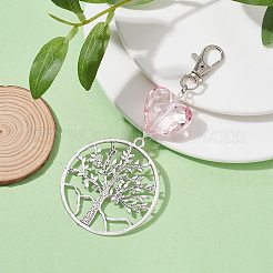 Плоская круглая подвеска с подвеской из сплава «Древо жизни»&nbsp;HJEW-JM01404