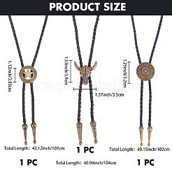 3 шт. 3 стиля ожерелья из сплава с подвеской в виде боло и лариата&nbsp;NJEW-CL0001-09