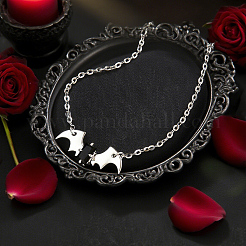 Ожерелья с подвеской в виде летучей мыши в стиле готики для женщин на Хэллоуин из латуни с черными кубическими цирконами&nbsp;AA2143