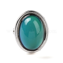 Овальное кольцо настроения из стекла&nbsp;LS-RJEW-C031-03P