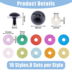 80 набор 10-х цветных пластиковых глаз для кукольных поделок&nbsp;DIY-DC0002-38B