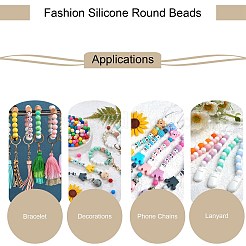 50 шт. силиконовые бусины круглые резиновые бусины 15 мм свободные разделительные бусины для DIY поставки ювелирных изделий брелок изготовление&nbsp;JX474A