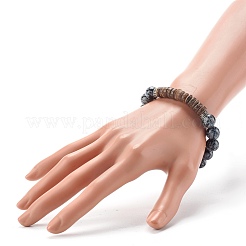 Круглые бусины из натурального камня эластичные браслеты&nbsp;BJEW-JB06637