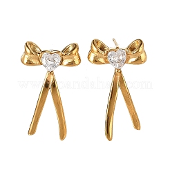 Серьги-гвоздики из нержавеющей стали 304 с микропаве из прозрачных кубических цирконий&nbsp;EJEW-I318-01G-05