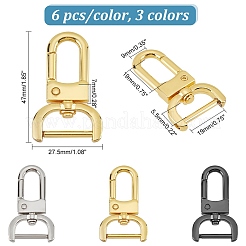 6 шт. 3 цвета из цинкового сплава поворотные застежки с когтями лобстера&nbsp;FIND-PH0008-62B