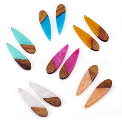 12шт 6 цвета прозрачной смолы и орехового дерева большие подвески&nbsp;RESI-TA0003-45