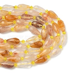 Натуральный желтый гематоидный кварц/золотые целебные кварцевые бусины нити&nbsp;G-G453-F06-8x16mm