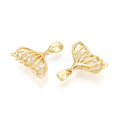 Латунные микропаве прозрачные подвески с фианитом&nbsp;KK-N259-07G