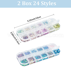 2 пакетик 2 цвета 12 сетки нейл-арт ПЭТ и АБС блестки/пайетки&nbsp;MRMJ-SP0001-32