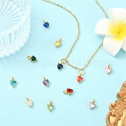 12 шт. 12-цветные подвески из латуни с микропаве из кубического циркония&nbsp;ZIRC-CJ0003-35